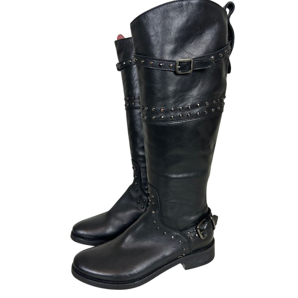 Laura Bellariva Womens EU 35 Black Italian Leather Biker Riding Boots NEW